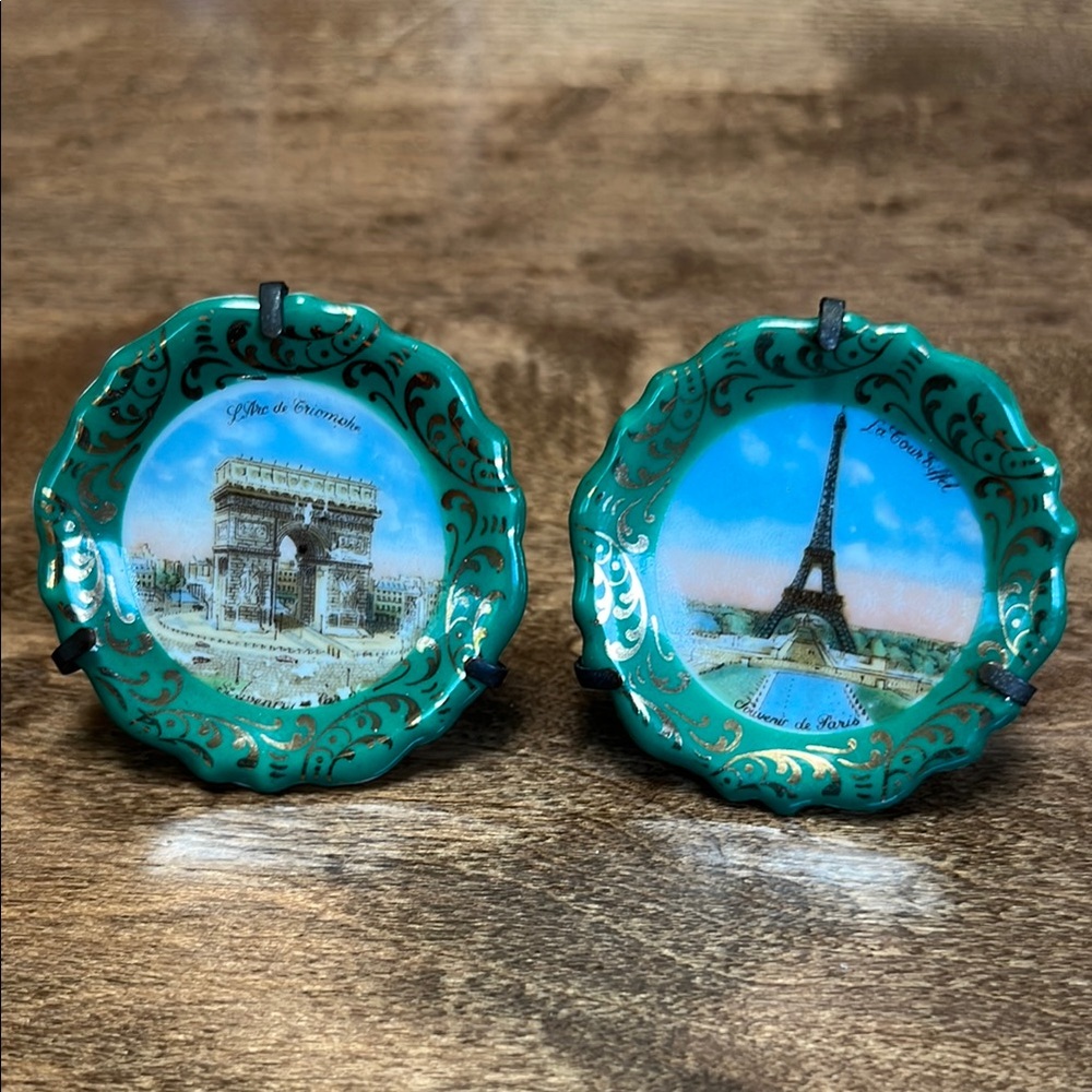 Set of 2 Limoges France Porcelain decorative Miniature plattes